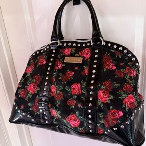 Betsey Johnson Black Tote with Pink Floral Design